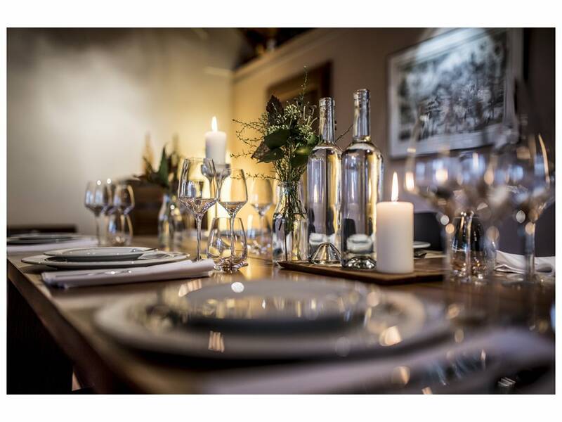 Place setting in wine tasting room